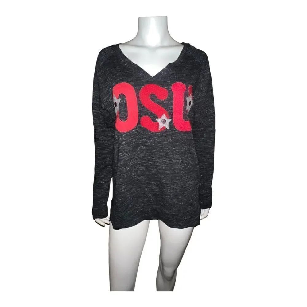 Bobbie Brooks Womens Ohio State Sweatshirt Oversized OSU Gray Red Medium EUC